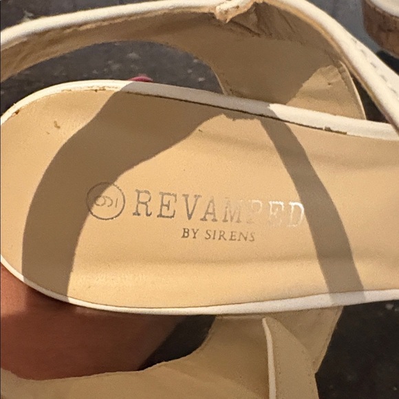 Revamped White Platform Heels with Cork Block Heel, size 9 - Picture 2 of 10